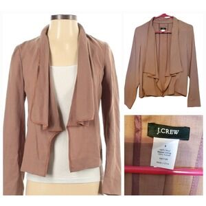 J CREW Mocha Tan Wool Knit Open Waterfall Cardigan Draping Size 4 Laganlook